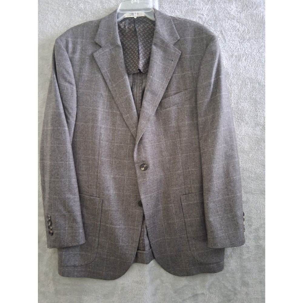 Joseph Abboud 42R Unstructured Blazer Gray Window Pane Plaid Marzotto Super100s